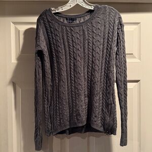 American Eagle Gray Cable Knit Sweater